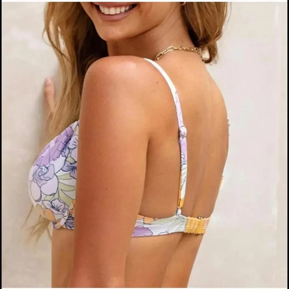 NWT Cupshe Bikini Top Underwire & Push Up Purple Orange Floral Size Large - Picture 2 of 15